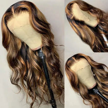 Load image into Gallery viewer, Crowned Roots Honey Blonde Highlight HD Lace Body Wave Pre Plucked 180% 13x4 13x6 Human Hair Wig