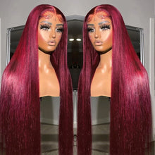 Load image into Gallery viewer, Crowned Roots Straight 99J Burgundy Wear & Go Glueless Wig with Natural Hairline