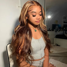 Load image into Gallery viewer, Crowned Roots 13x4 Ombre Highlight Lace Front Wig Body Wave Honey Blonde Human Hair