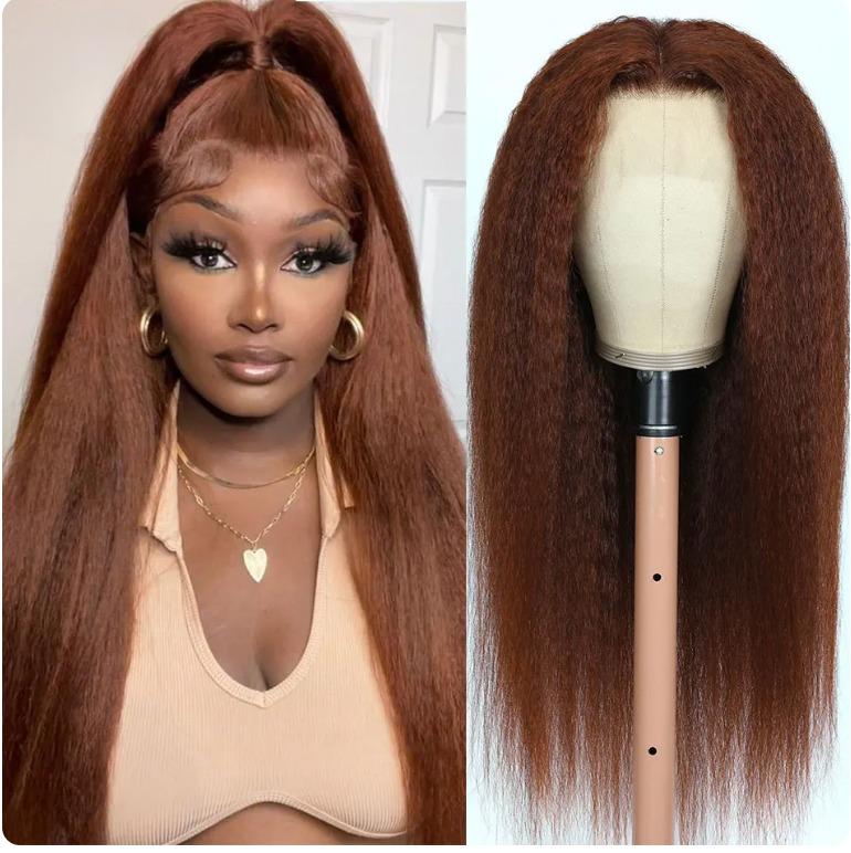 Reddish Brown Kinky Straight Wig