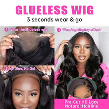Load image into Gallery viewer, Crowned Roots Glueless Wear And Go Pre Plucked Human Body Wave Hair Precut 5x5 HD Transparent Lace