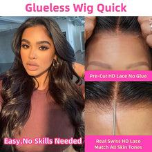 Load image into Gallery viewer, Crowned Roots Glueless Wear And Go Pre Plucked Human Body Wave Hair Precut 5x5 HD Transparent Lace