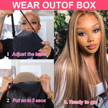 Load image into Gallery viewer, Crowned Roots Highlight Glueless Ready To Wear And Go Preplucked Straight Human Hair Wig