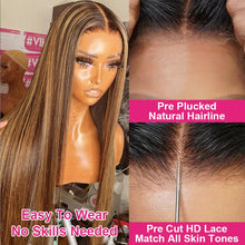 Load image into Gallery viewer, Crowned Roots Highlight Glueless Ready To Wear And Go Preplucked Straight Human Hair Wig