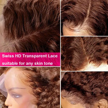 Load image into Gallery viewer, Crowned Roots Reddish Brown Jerry Curly 13x4 Lace Front Wig 100% PrePlucked Hairline 13x6 HD Transparent Lace Frontal Wig