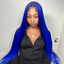 Load image into Gallery viewer, Crowned Roots Pre Plucked Royal Blue 180% 13x4 Body Wave Transparent Lace Human Hair