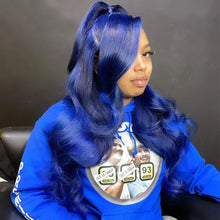 Load image into Gallery viewer, Crowned Roots Pre Plucked Royal Blue 180% 13x4 Body Wave Transparent Lace Human Hair