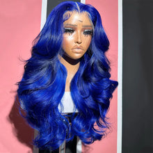 Load image into Gallery viewer, Crowned Roots Pre Plucked Royal Blue 180% 13x4 Body Wave Transparent Lace Human Hair