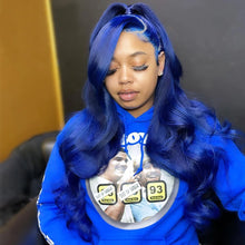 Load image into Gallery viewer, Crowned Roots Pre Plucked Royal Blue 180% 13x4 Body Wave Transparent Lace Human Hair