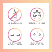 Load image into Gallery viewer, Press-On Falsies Eyelash Clusters Kit, Spiky, Black, No Glue Needed, Fuss Free, Invisible Band, Natural, 24 Hours, No Damage, No Sticky Residue, Flawless, Quick & Easy | 20 Clusters