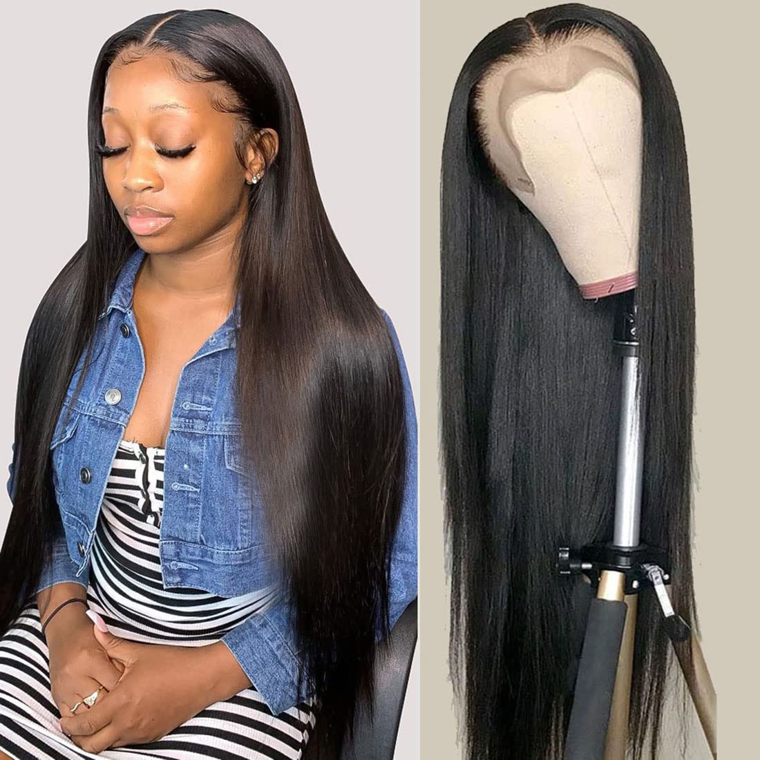 Crowned Roots13X4 Straight Human Hair Pre Plucked with Baby Hair Glueless 150%