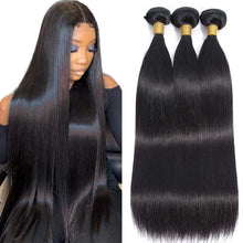 Load image into Gallery viewer, Crowned Roots 10A Brazilian Straight 3 Bundles 100% Unprocessed Virgin Hair