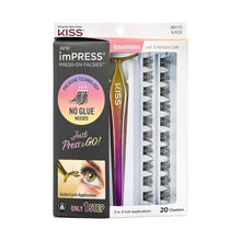 Load image into Gallery viewer, Press-On Falsies Eyelash Clusters Kit, Spiky, Black, No Glue Needed, Fuss Free, Invisible Band, Natural, 24 Hours, No Damage, No Sticky Residue, Flawless, Quick & Easy | 20 Clusters