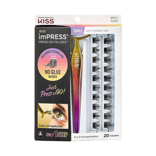 Load image into Gallery viewer, Press-On Falsies Eyelash Clusters Kit, Spiky, Black, No Glue Needed, Fuss Free, Invisible Band, Natural, 24 Hours, No Damage, No Sticky Residue, Flawless, Quick & Easy | 20 Clusters