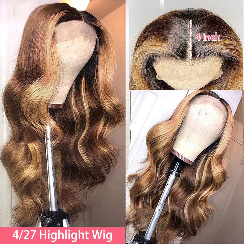 Honey Blonde Highlight Body Wave Lace Wig