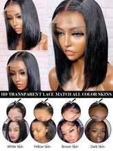 Load image into Gallery viewer, Crowned Roots Wear &amp; Go 13x4 Transparent Lace Natural Black Glueless Bob Wig 180%
