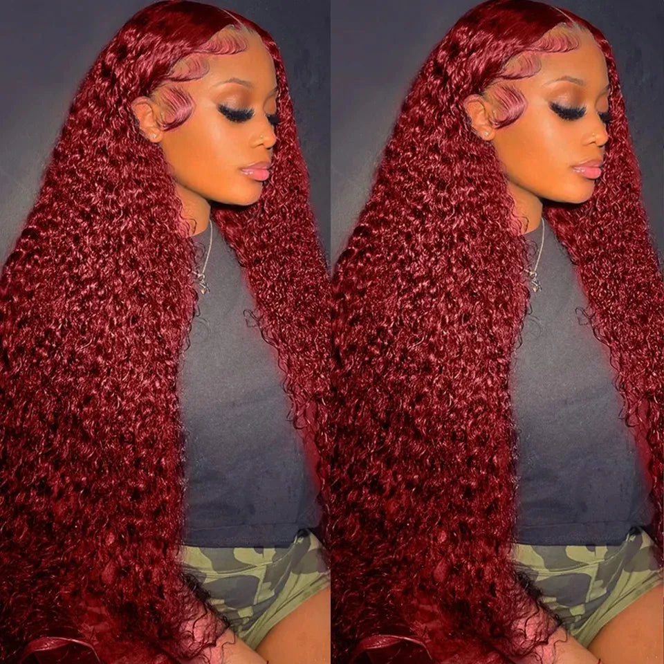 Deep Wave Burgundy Lace Front Wig