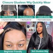 Load image into Gallery viewer, Crowned Roots HD Lace Skin Melt Perfect Hairline Glueless Straight Wig with Bleached Knots
