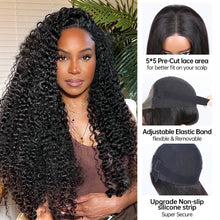 Load image into Gallery viewer, Crowned Roots 5x5 Pre Cut Wear And Go Glueless Human Hair Wig Curly Deep Wave
