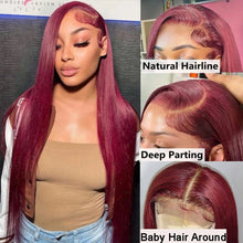 Load image into Gallery viewer, Crowned Roots Straight 99J Burgundy Wear &amp; Go Glueless Wig with Natural Hairline
