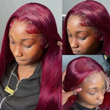 Load image into Gallery viewer, Crowned Roots Straight 99J Burgundy Wear &amp; Go Glueless Wig with Natural Hairline
