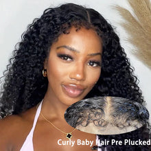 Load image into Gallery viewer, Crowned Roots 4C Hairline Glueless Kinky Curly 13x4 Lace Front Wig With Curly Edges Kinky Baby Hair Wig
