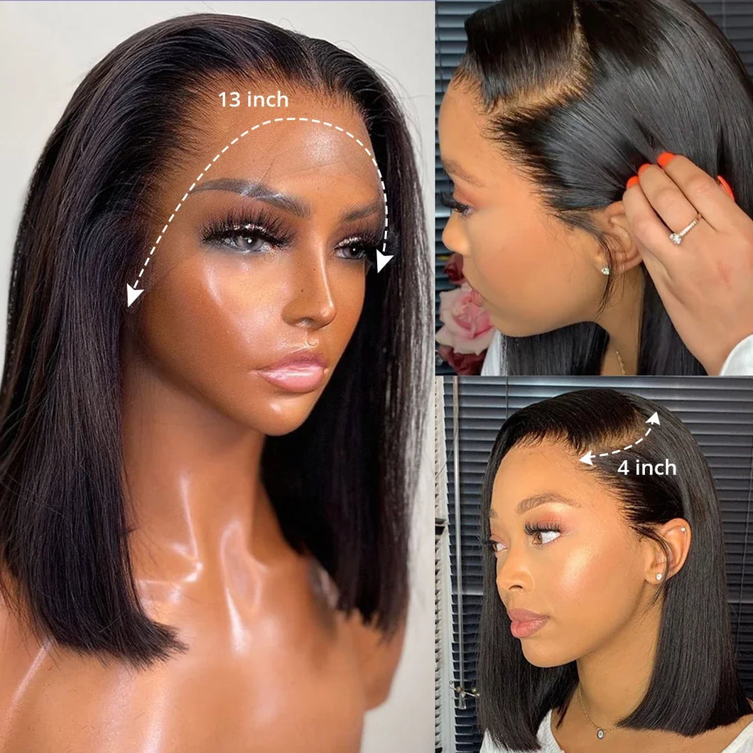 Crowned Roots Bone Straight Preplucked Human Hair Transparent Lace Frontal Wig