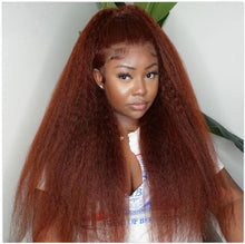 Load image into Gallery viewer, Crowned Roots Reddish Brown Kinky Straight Wig Pre Plucked 13x4
