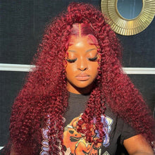 Load image into Gallery viewer, Crowned Roots 180% Density Burgundy Glueless 13x4 Lace Front Deep Wave Wig With Pre Cut Lace
