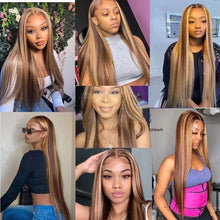 Load image into Gallery viewer, Crowned Roots Glueless Highlight 13x4 Straight HD Lace Front Wigs
