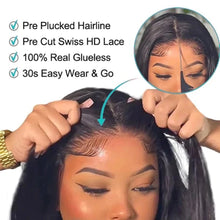 Load image into Gallery viewer, Crowned Roots Bone Straight 5x5 HD Lace Closure Wig Glueless Wear And Go Human Hair
