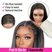 Load image into Gallery viewer, Crowned Roots Bone Straight 5x5 HD Lace Closure Wig Glueless Wear And Go Human Hair
