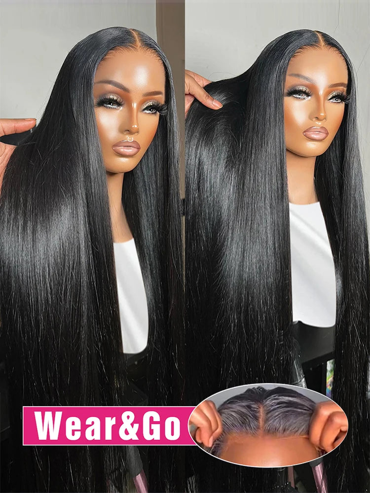 Crowned Roots Bone Straight 5x5 HD Lace Closure Wig Glueless Wear And Go Human Hair