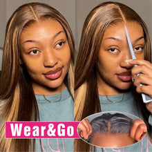 Load image into Gallery viewer, Crowned Roots Highlight Glueless Ready To Wear And Go Preplucked Straight Human Hair Wig
