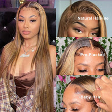 Load image into Gallery viewer, Crowned Roots Pre Plucked Glueless Ombre Wig Human Hair HD Lace 180%
