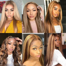 Load image into Gallery viewer, Crowned Roots Pre Plucked Glueless Ombre Wig Human Hair HD Lace 180%
