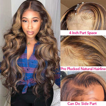 Load image into Gallery viewer, Crowned Roots Ombre Highlight 13x6 Hd Lace Pre Plucked Glueless 180% Human Hair
