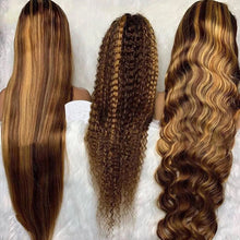 Load image into Gallery viewer, Crowned Roots Ombre Highlight 13x6 Hd Lace Pre Plucked Glueless 180% Human Hair
