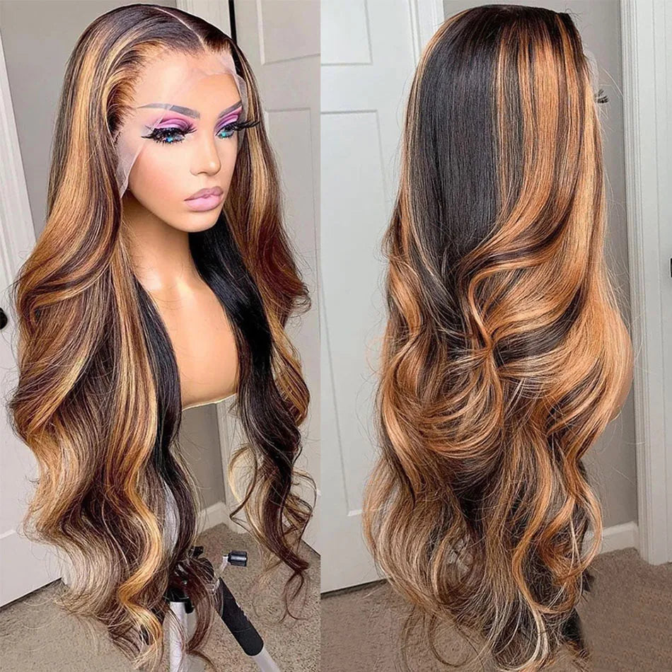 Crowned Roots Ombre Highlight 13x6 Hd Lace Pre Plucked Glueless 180% Human Hair