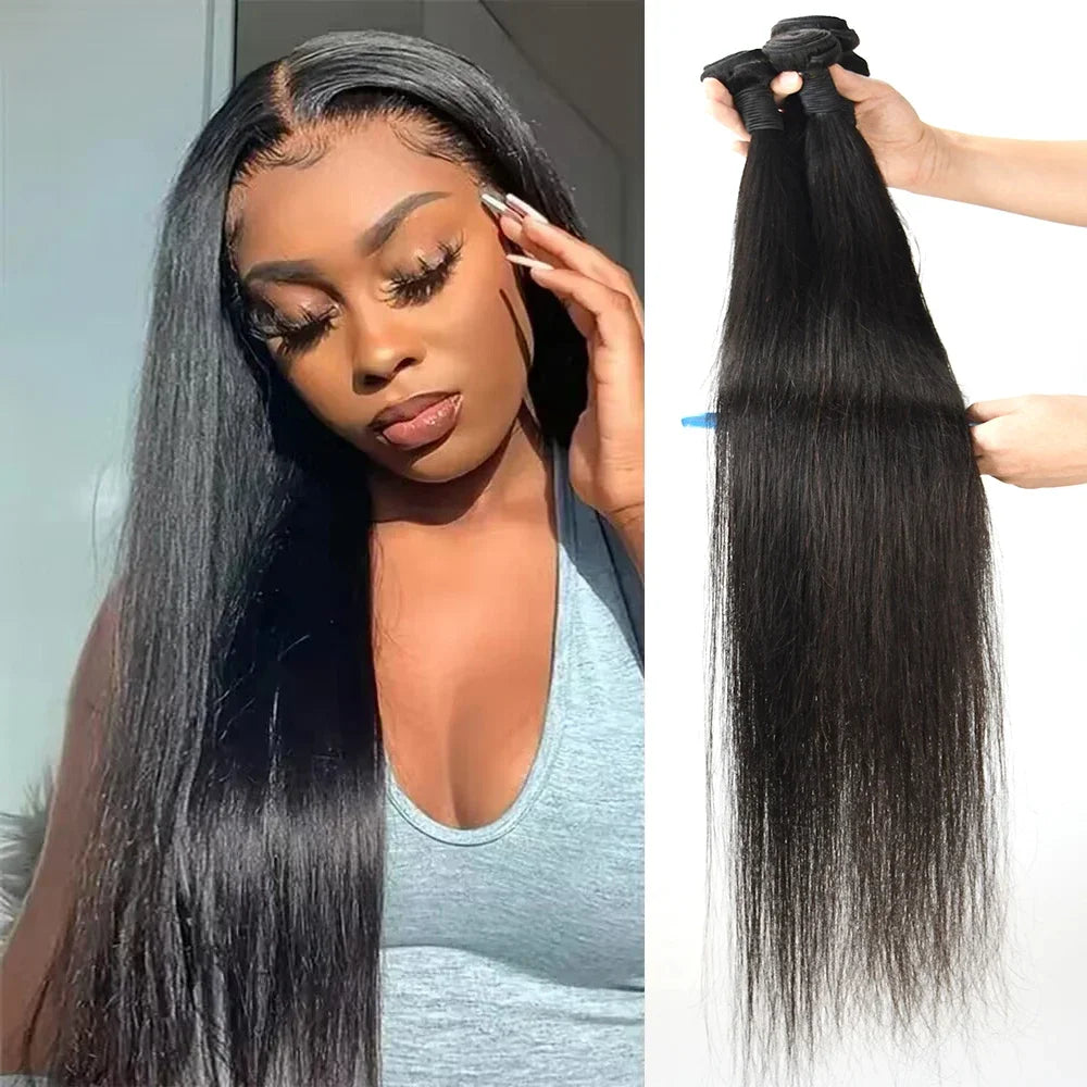 Crowned Roots 10A Raw Indian Straight 3 Bundles Human Hair