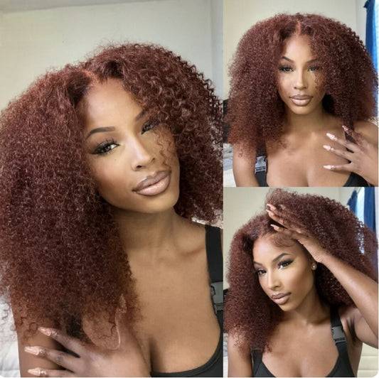 Reddish Brown Kinky Curly Wig