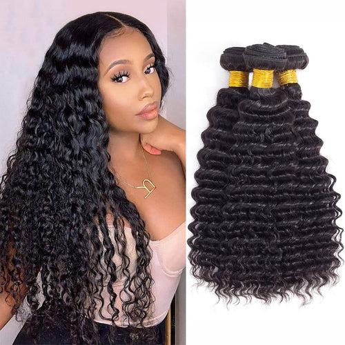 Crowned Roots 3 Bundles Loose Deep Wave 100% Unprocessed Virgin Brazilian Remy  