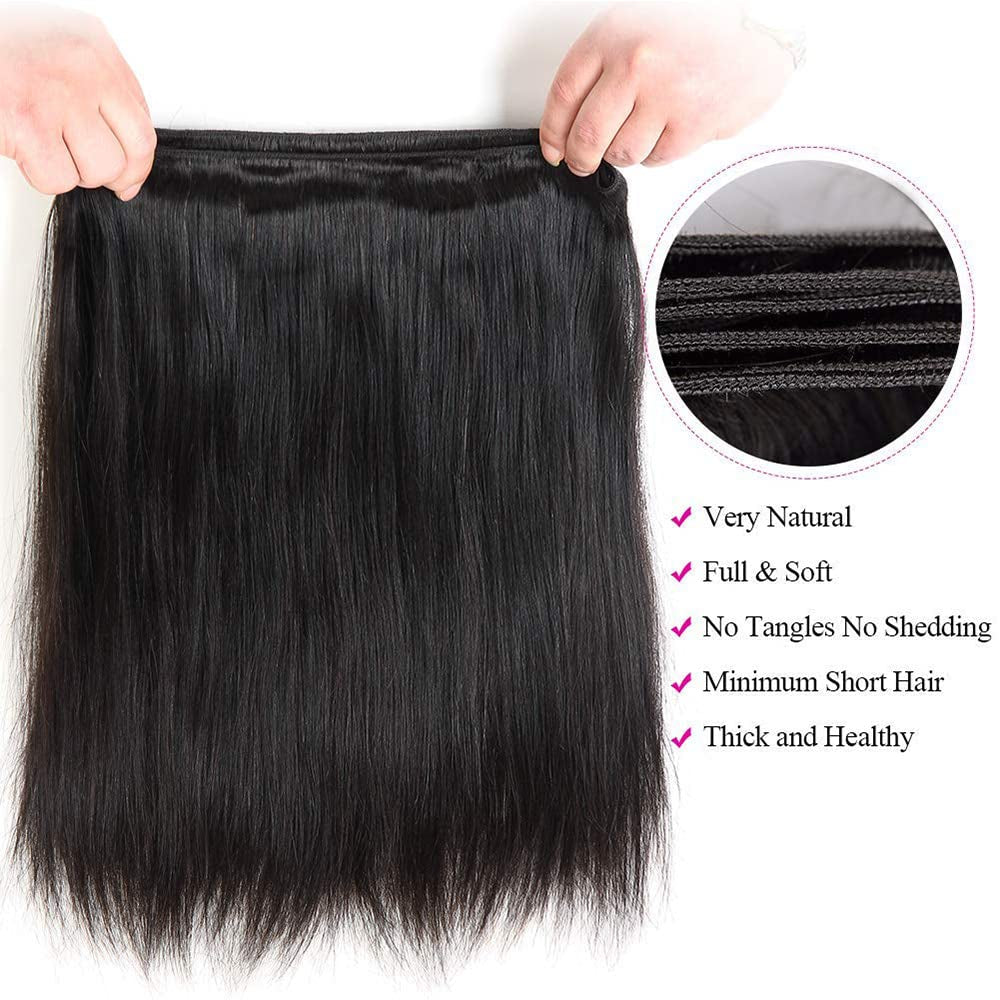 Crowned Roots 10A Brazilian Straight 3 Bundles 100% Unprocessed Virgin Hair 
