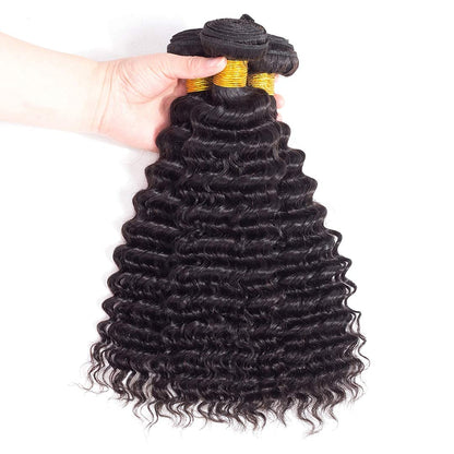 Crowned Roots 3 Bundles Loose Deep Wave 100% Unprocessed Virgin Brazilian Remy  
