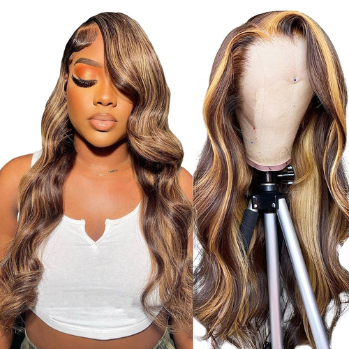 Crowned Roots 13x4 HD Lace Ombre P4/27 Body Wave Glueless Human Hair Wig