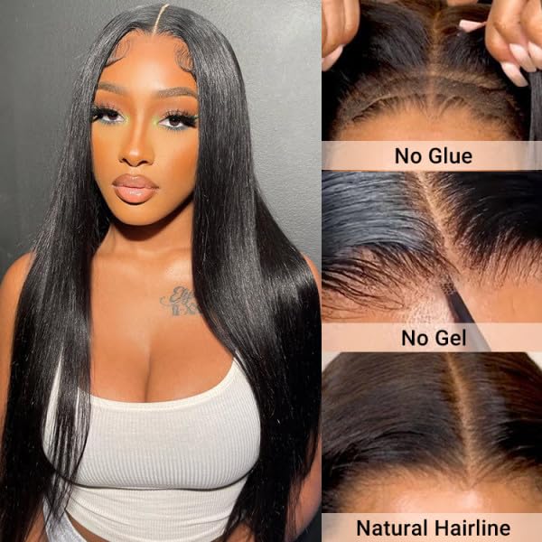 Crowned Roots Instant Glamour: 24 Inch Glueless Human Hair Lace Front Wig - Pre Cut, Pre Plucked, and Ready to Wear in Just 3 Seconds!