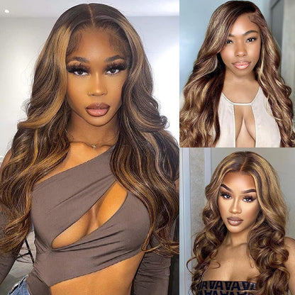 Crowned Roots 13x4 HD Lace Ombre P4/27 Body Wave Glueless Human Hair Wig