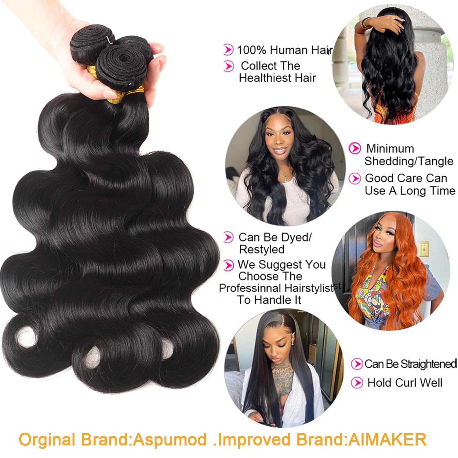 Crowned Roots 12A Body Wave 3 Bundles 100% Human Hair Natural Color