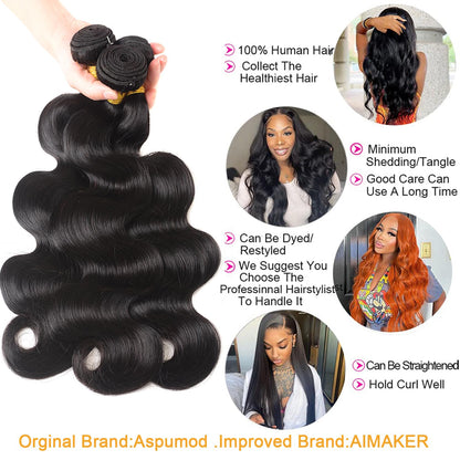 Crowned Roots 12A Body Wave 3 Bundles 100% Human Hair Natural Color