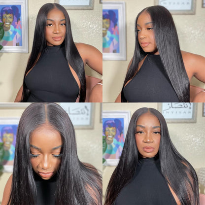 Crowned Roots Instant Glamour: 24 Inch Glueless Human Hair Lace Front Wig - Pre Cut, Pre Plucked, and Ready to Wear in Just 3 Seconds!